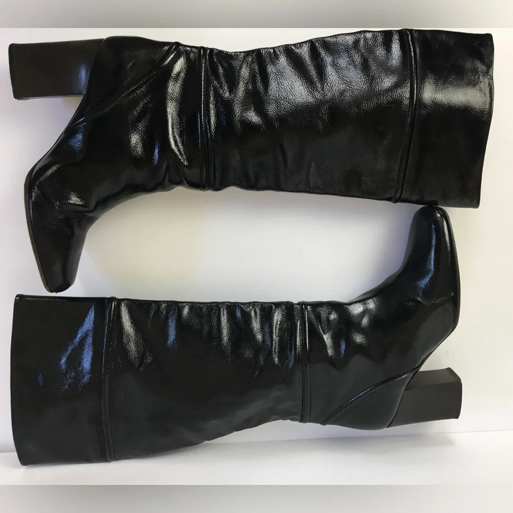 MARNI Made In Italy Designer Patent Leather Knee Boots In Black Size 41 (US11) - Picture 6 of 14